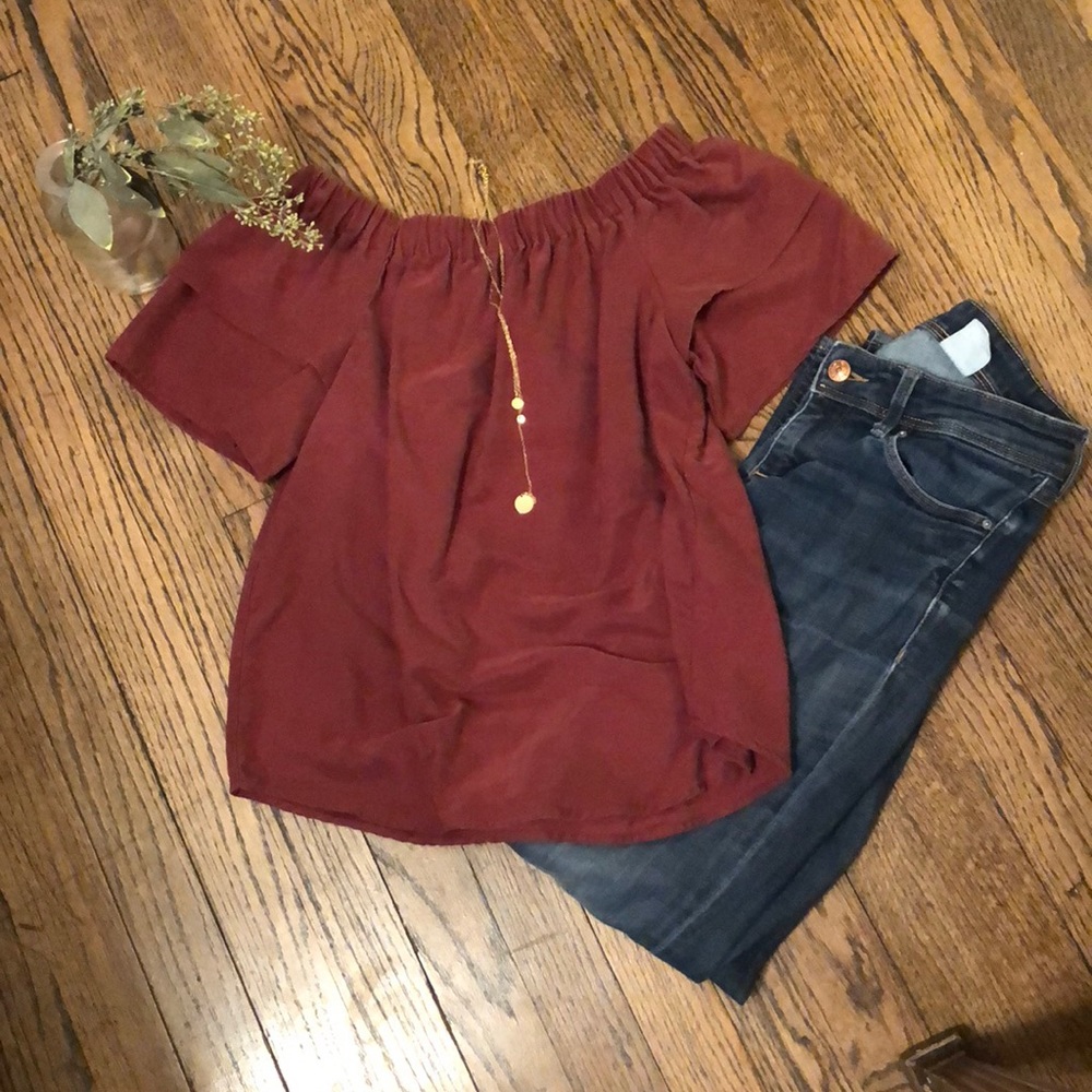 Maroon off shoulder top